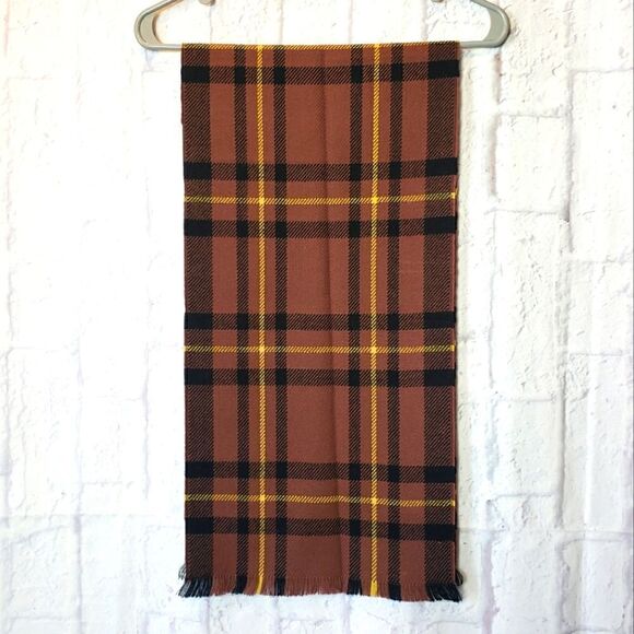 ACRYLIC ORLON VINTAGE Plaid Scarf - Picture 1 of 5